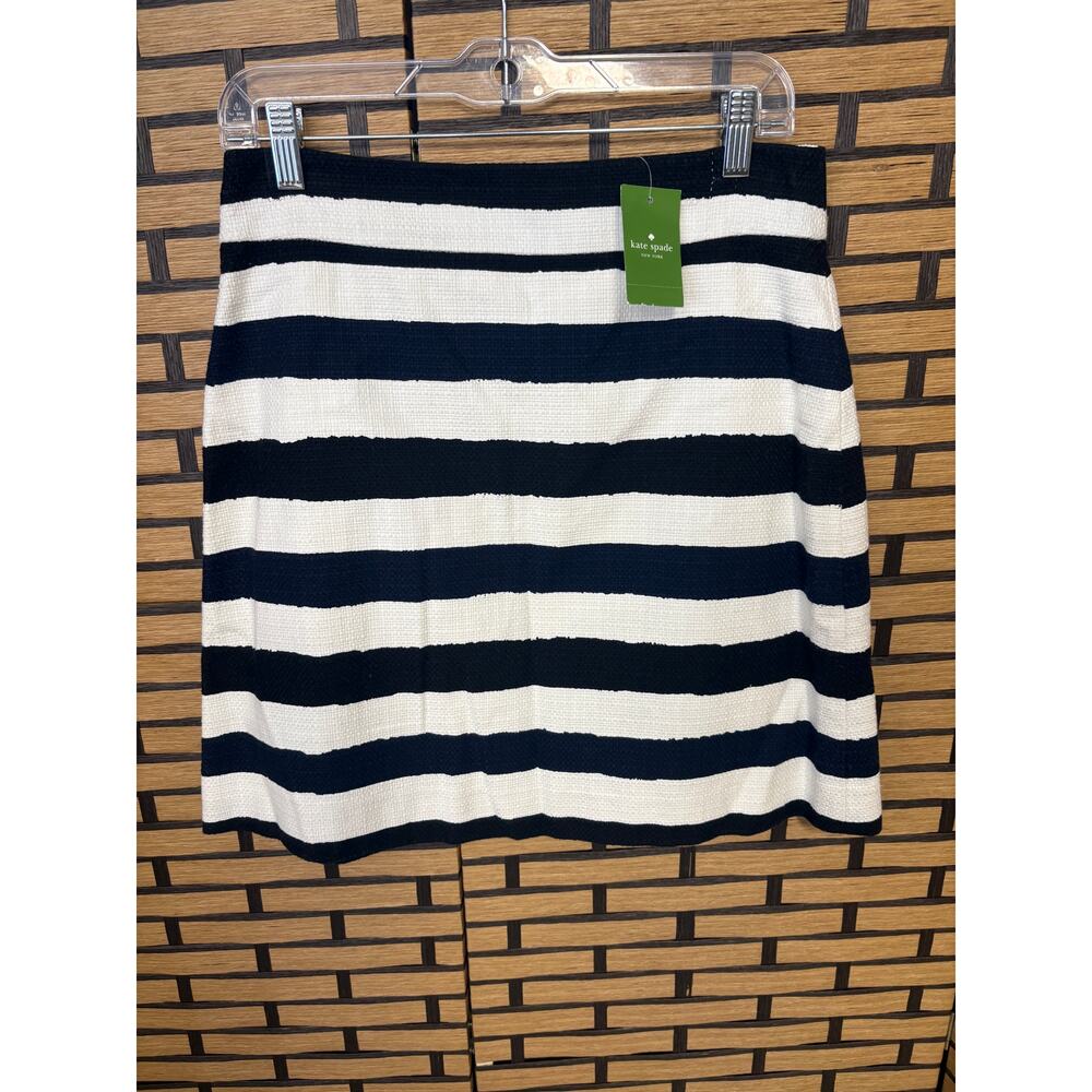 Kate Spade Delphina Blue White And Black Stripe Skirt Size 8